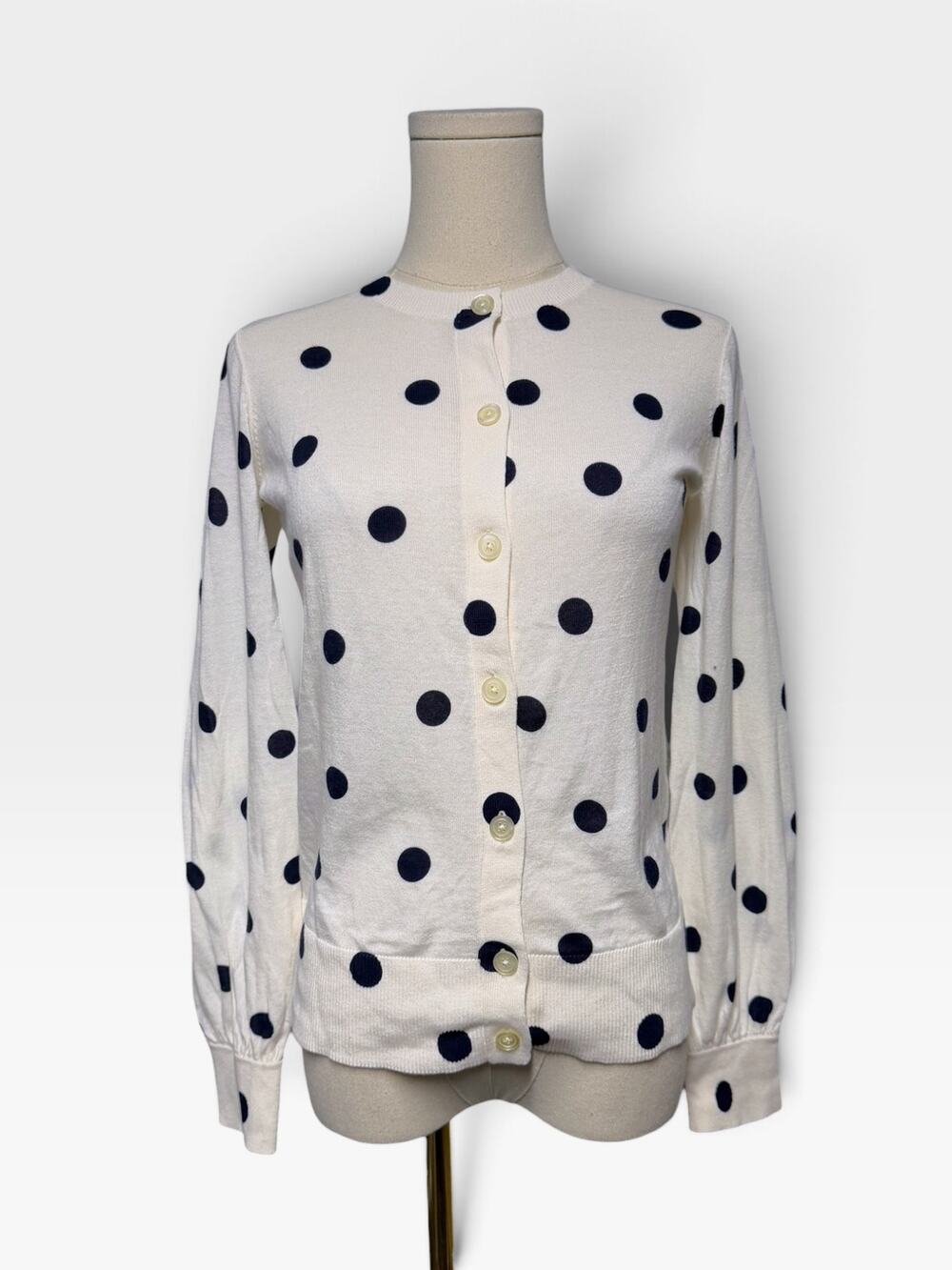 LOFT Polka Dot 100% Cotton Cardigan Sweater Size Small NWT